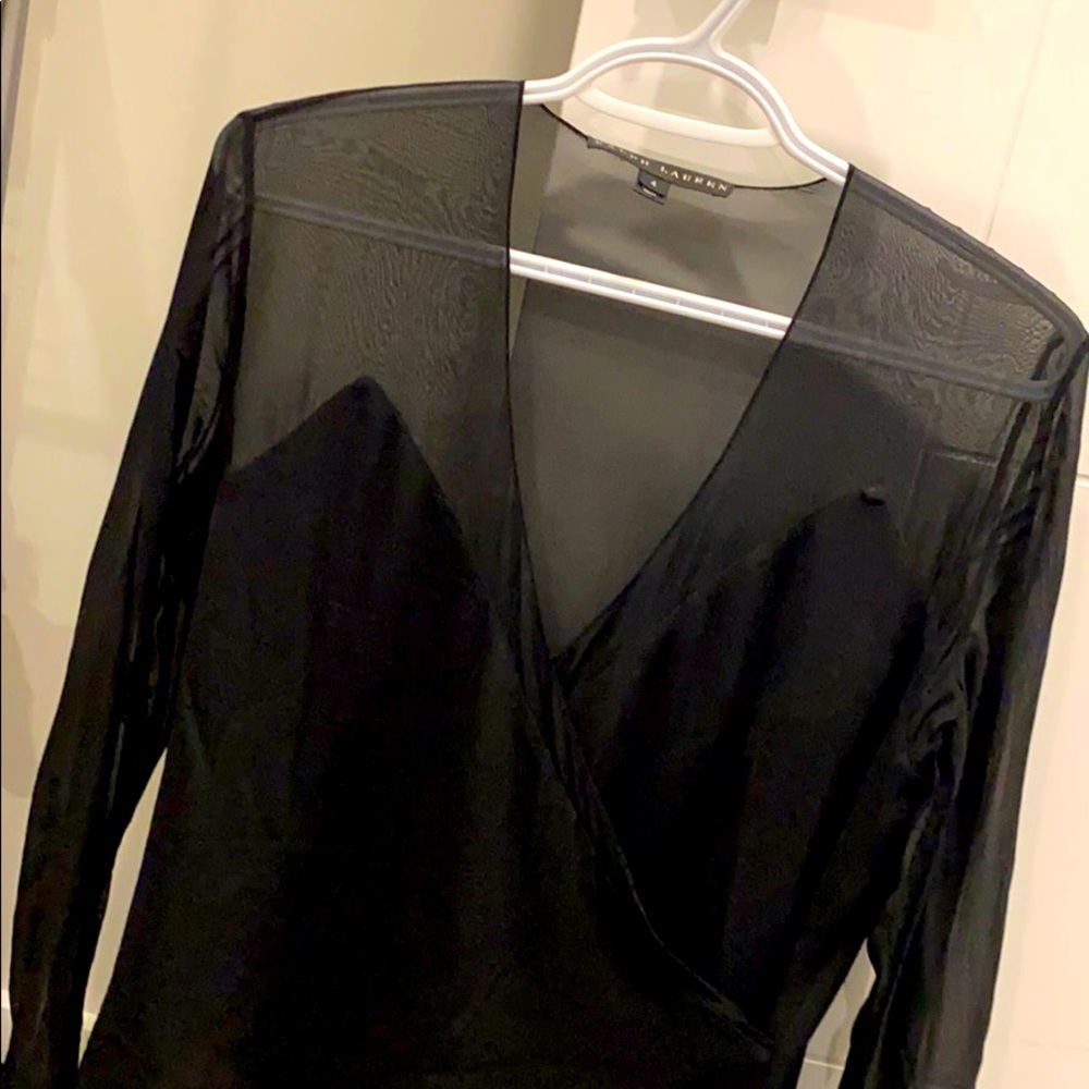 RALPH LAUREN SHEER BLACK BLOUSE